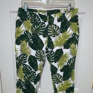 Tropical leaf print cropped jegging